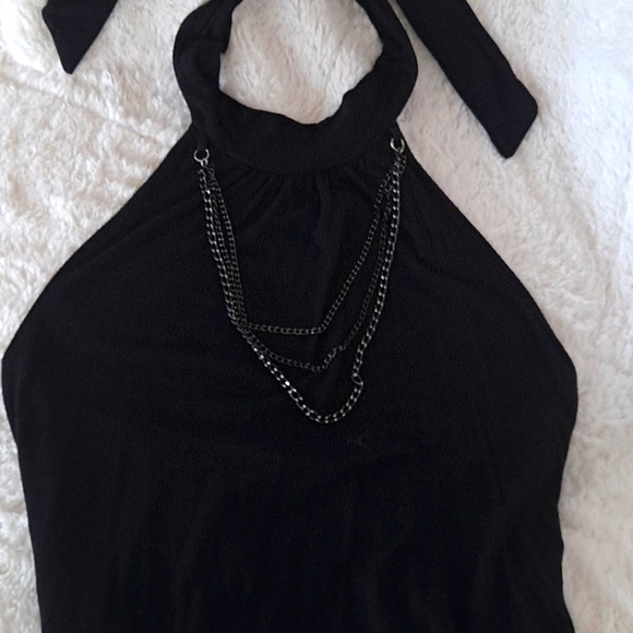 Celine by Champion Classy Black Halter Top with 3 Chains built in Size Med - Picture 1 of 5